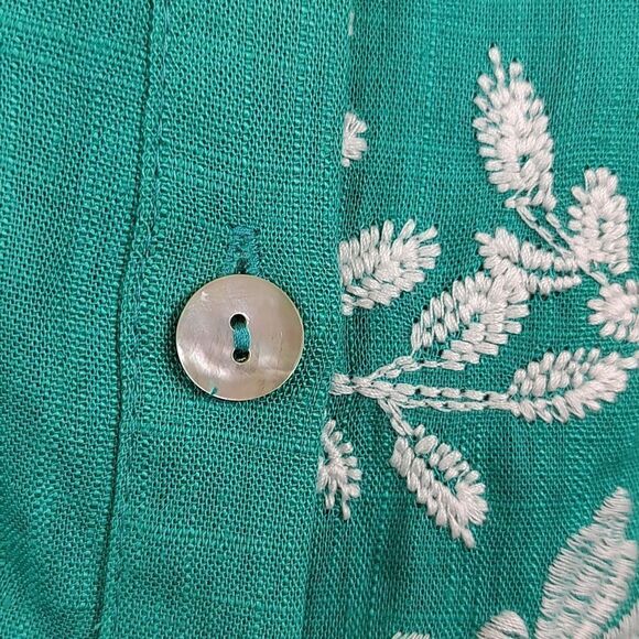 Soft Surroundings Embroidered Isla Verde Linen Blend Button Front Tunic Top NWOT - Picture 5 of 13